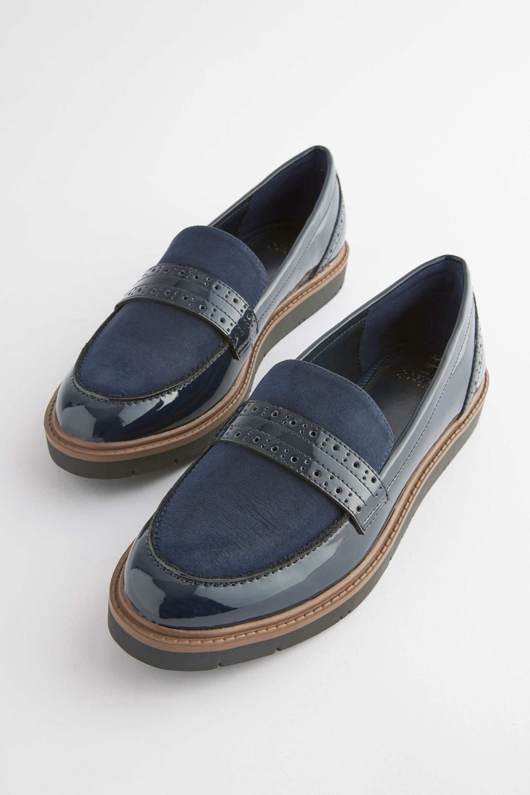 Buy Navy Blue Standard Wide Fit Forever Comfort Brogue Detail Chunky Sole Loafers from the Next UK online shop