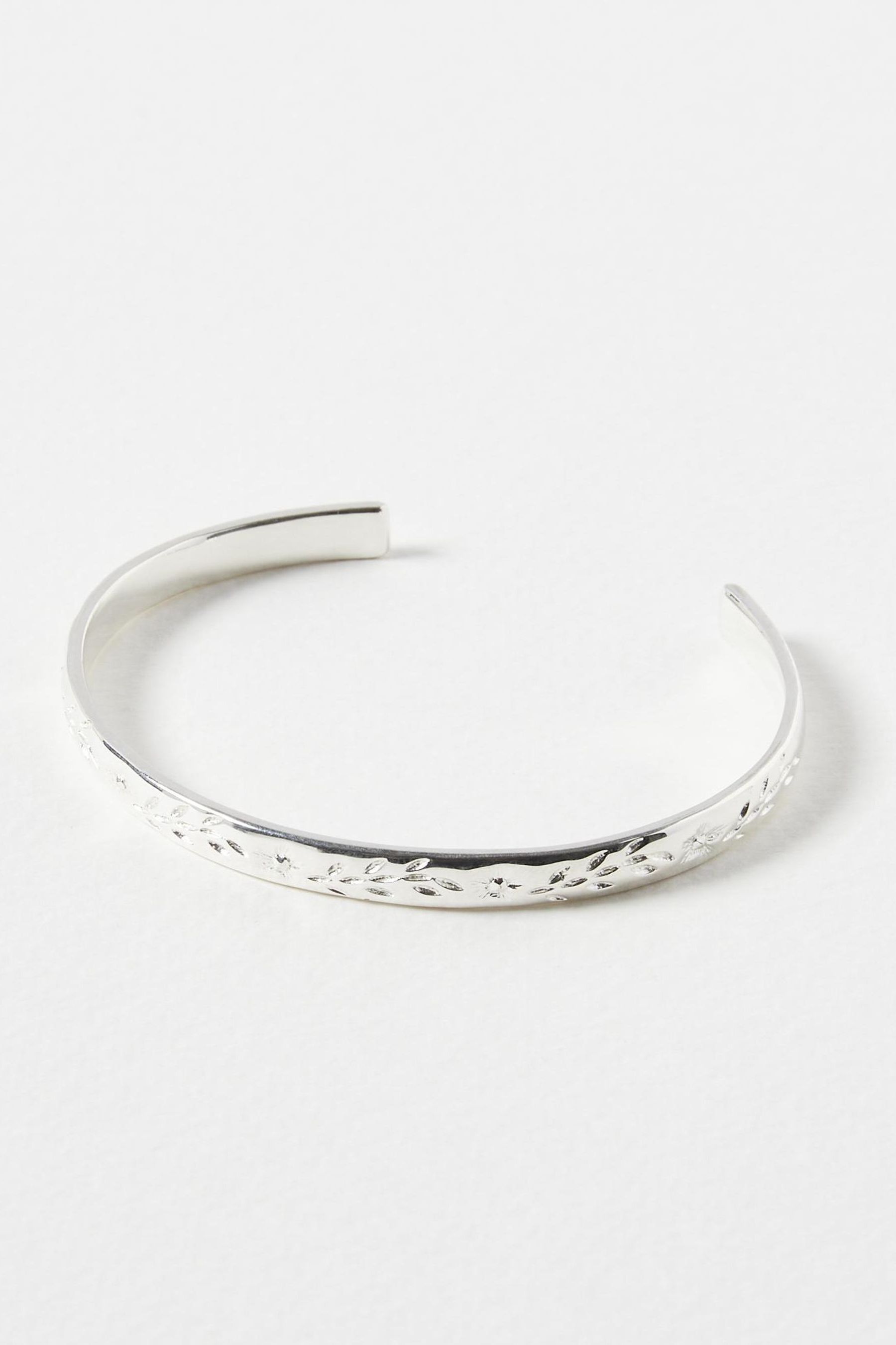 Oliver Bonas Silver Plated Sarah Floral Vintage Engraving Bangle