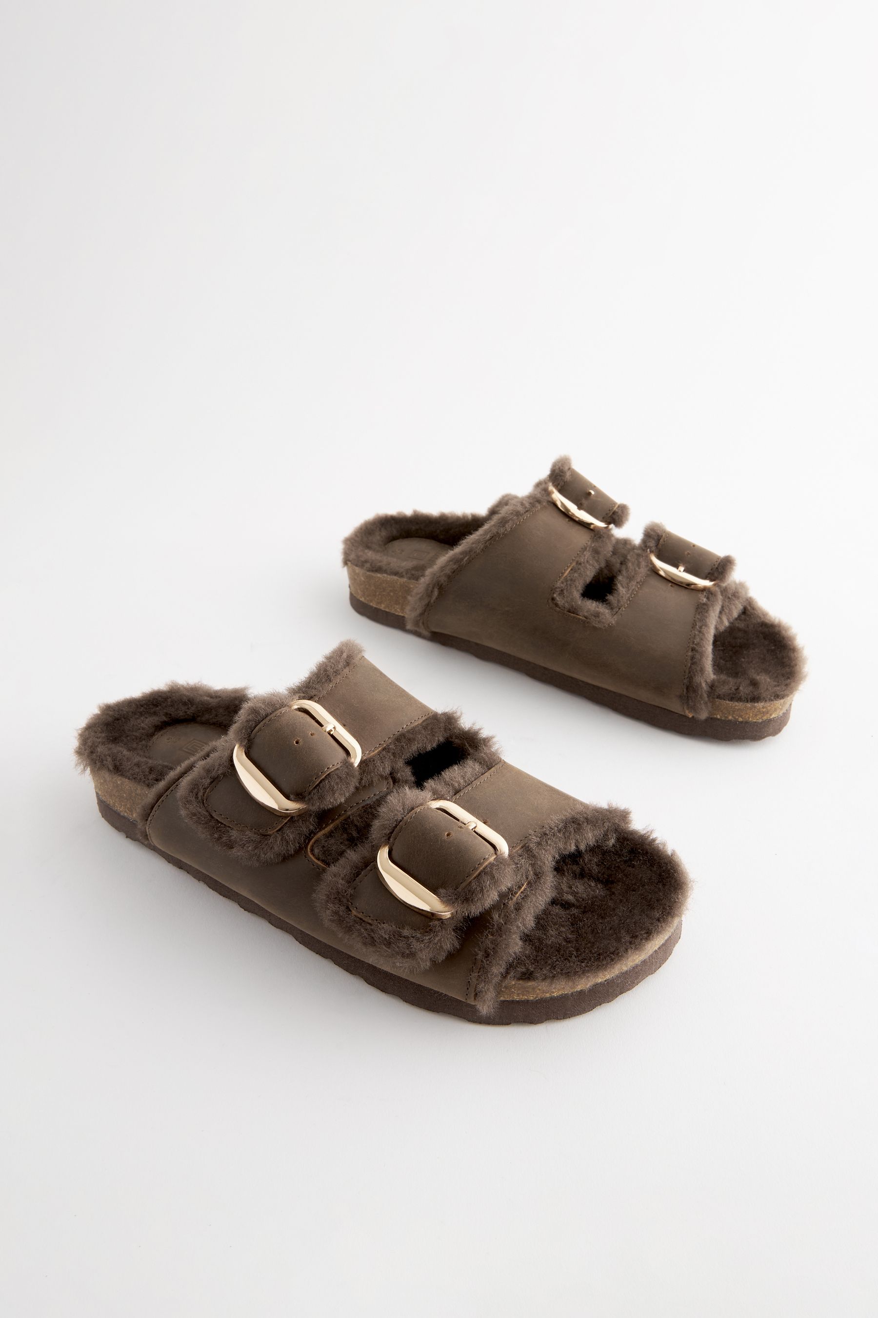 Double strap fur sandals store