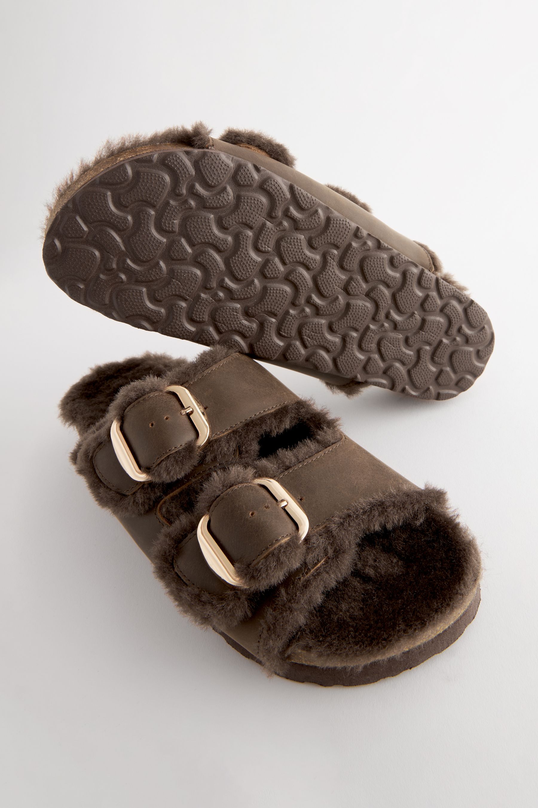 Fur sandals with strap store
