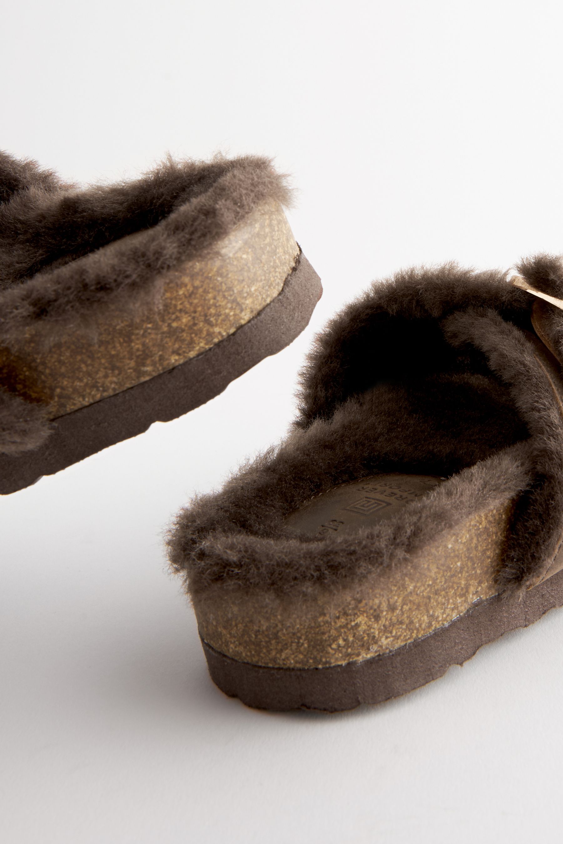 Double strap fur sandals on sale
