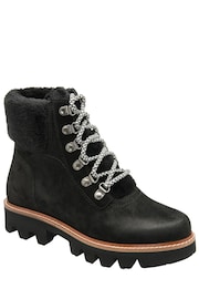 Ravel Black Suede Leather Cleated Sole Lace Up Ankle Boots - Image 1 of 4