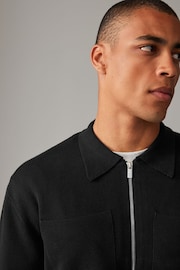 Black Relaxed Zip Through 100% Cotton Premium Zip Through Jumper - Image 4 of 8