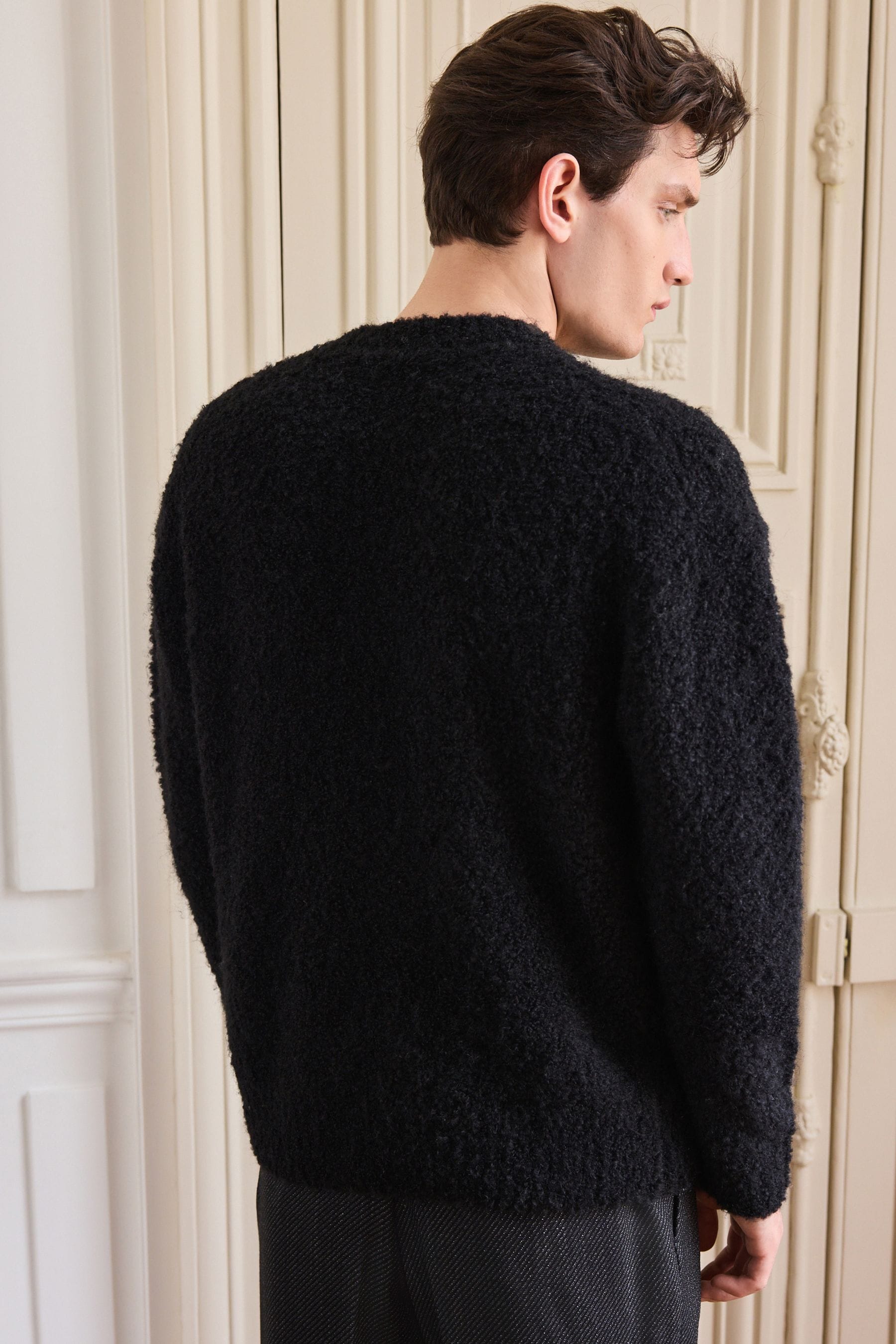 Buy Black Boucle Texture Crew Jumper With Wool from the Next UK online shop