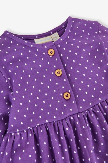 JoJo Maman Bébé Purple Bird Appliqué Button Front Dress