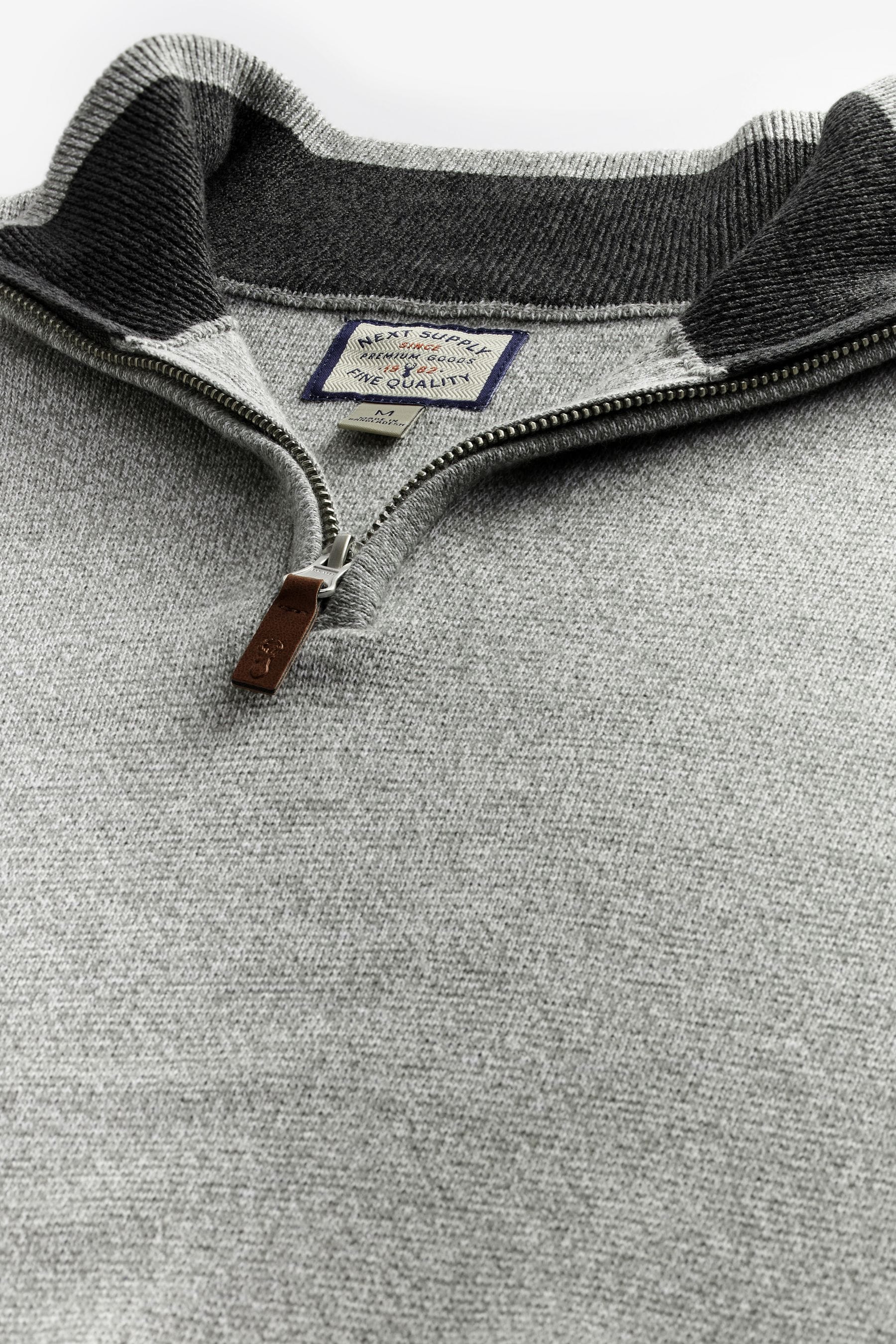 Buy Light Grey Plain Regular Fit 100 Cotton Premium Quarter Zip Jumper from the Next UK online shop
