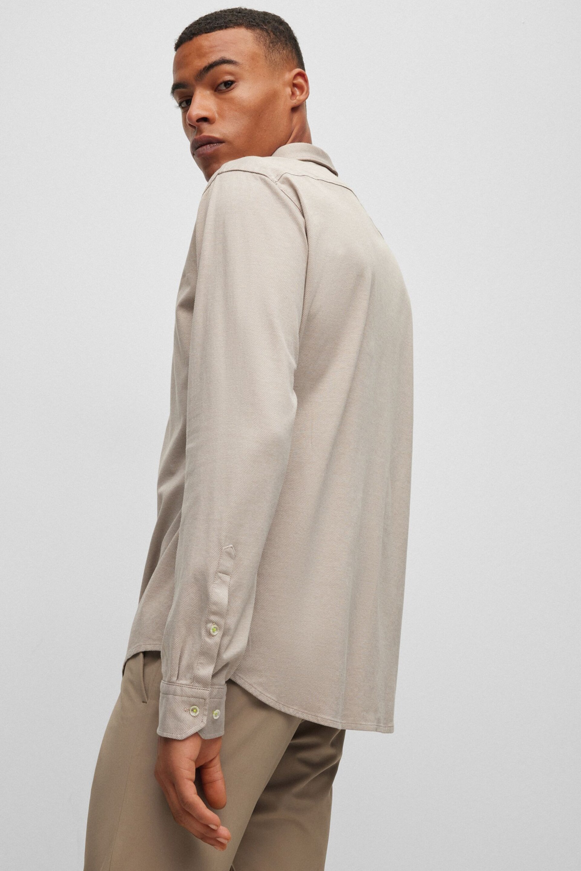 BOSS Beige Biado Long Sleeve Jersey Shirt - Image 4 of 6