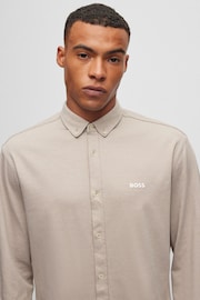 BOSS Beige Biado Long Sleeve Jersey Shirt - Image 5 of 6