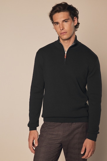 Black Plain Regular Fit Knitted Premium 100% Cotton Jumper