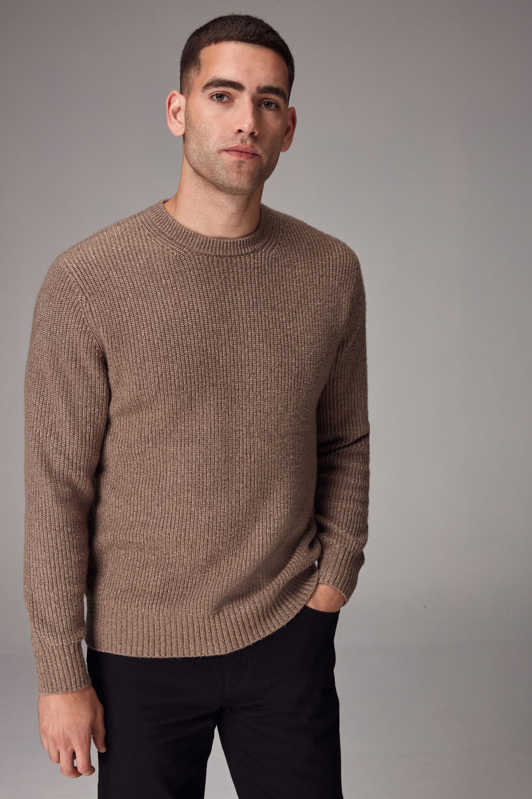 Knitted crew neck jumper online