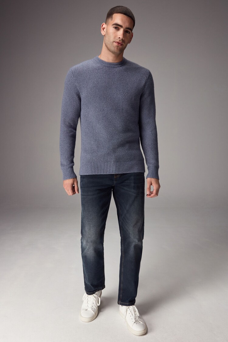 Light Blue Regular Fit Knitted Crew Neck Jumper - Image 2 of 7