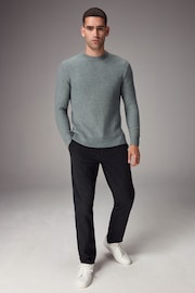 Teal Blue Regular Fit Knitted Crew Neck Jumper - Image 2 of 7