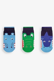 JoJo Maman Bébé Navy Boys' 3-Pack Snappy Water Creature Socks - Image 1 of 2