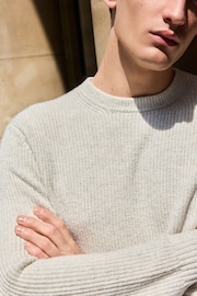 Ecru White Regular Fit Knitted Crew Neck Jumper - Image 1 of 6