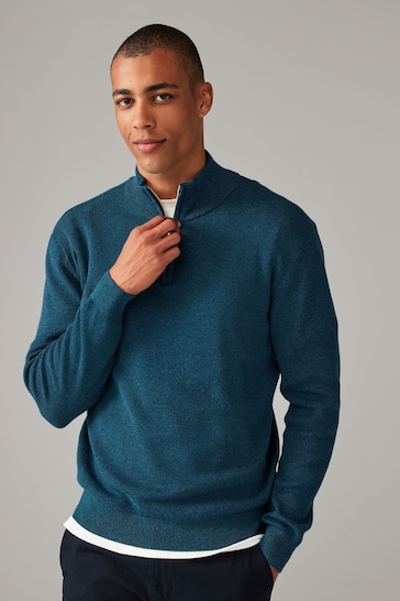 Teal Blue Plain Regular Fit Knitted Premium 100% Cotton Jumper