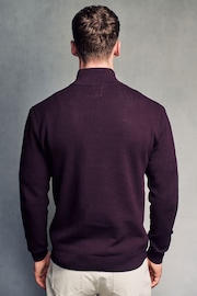 Dark Purple Texture Texture Regular Fit Knitted Premium Textured 100% Cotton Jumper - Image 4 of 7