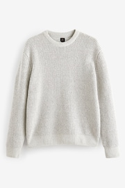 Ecru White Regular Chenille Crew Neck Knitted Jumper - Image 5 of 7