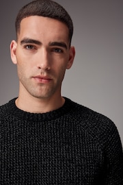 Black Regular Chenille Crew Neck Knitted Jumper - Image 1 of 5