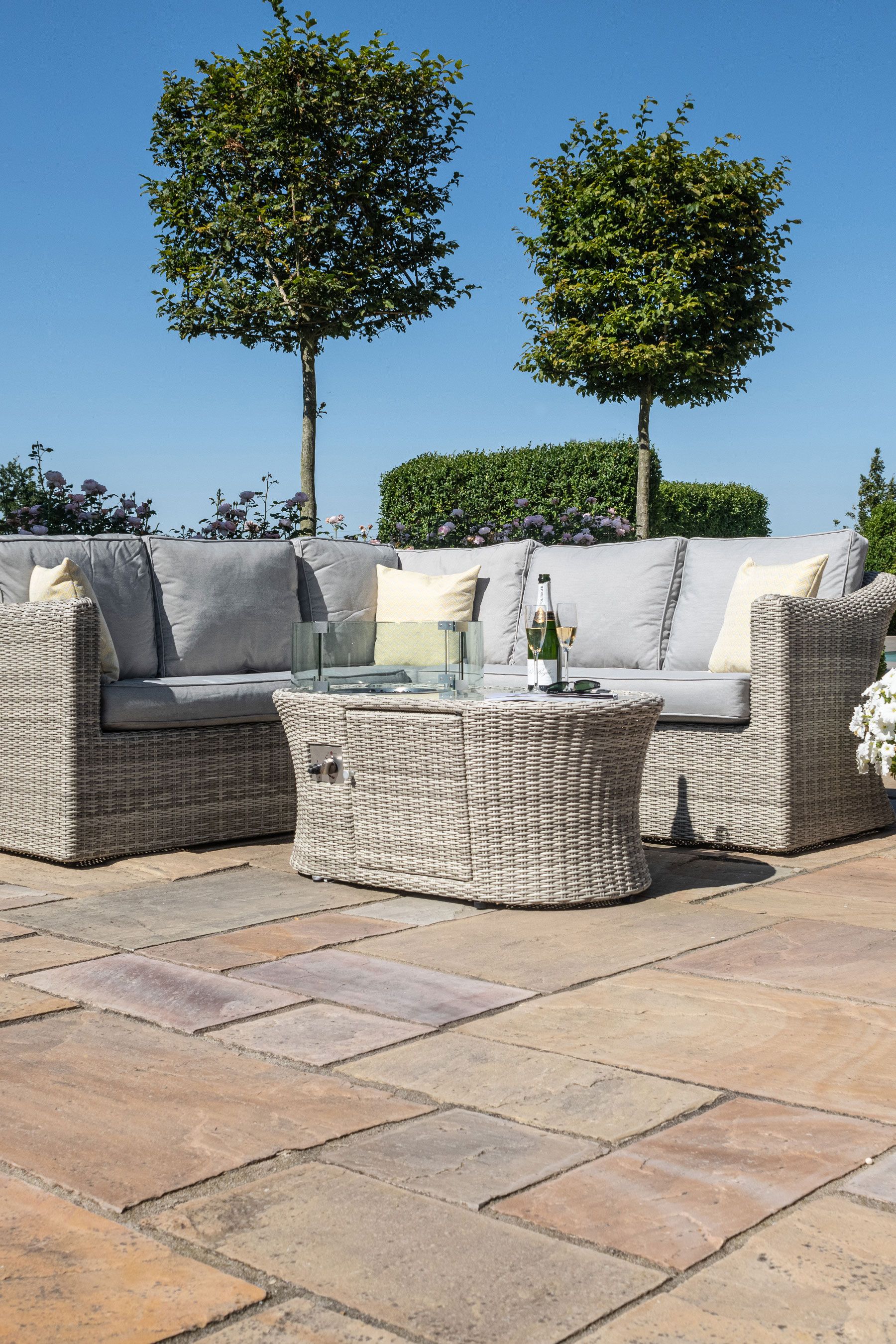 Buy Maze Light Grey Garden Oxford Small Corner Sofa Set With Fire