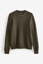 Khaki Green Regular Fit Textured Waffle Crew Neck Jumper - Image 6 of 8