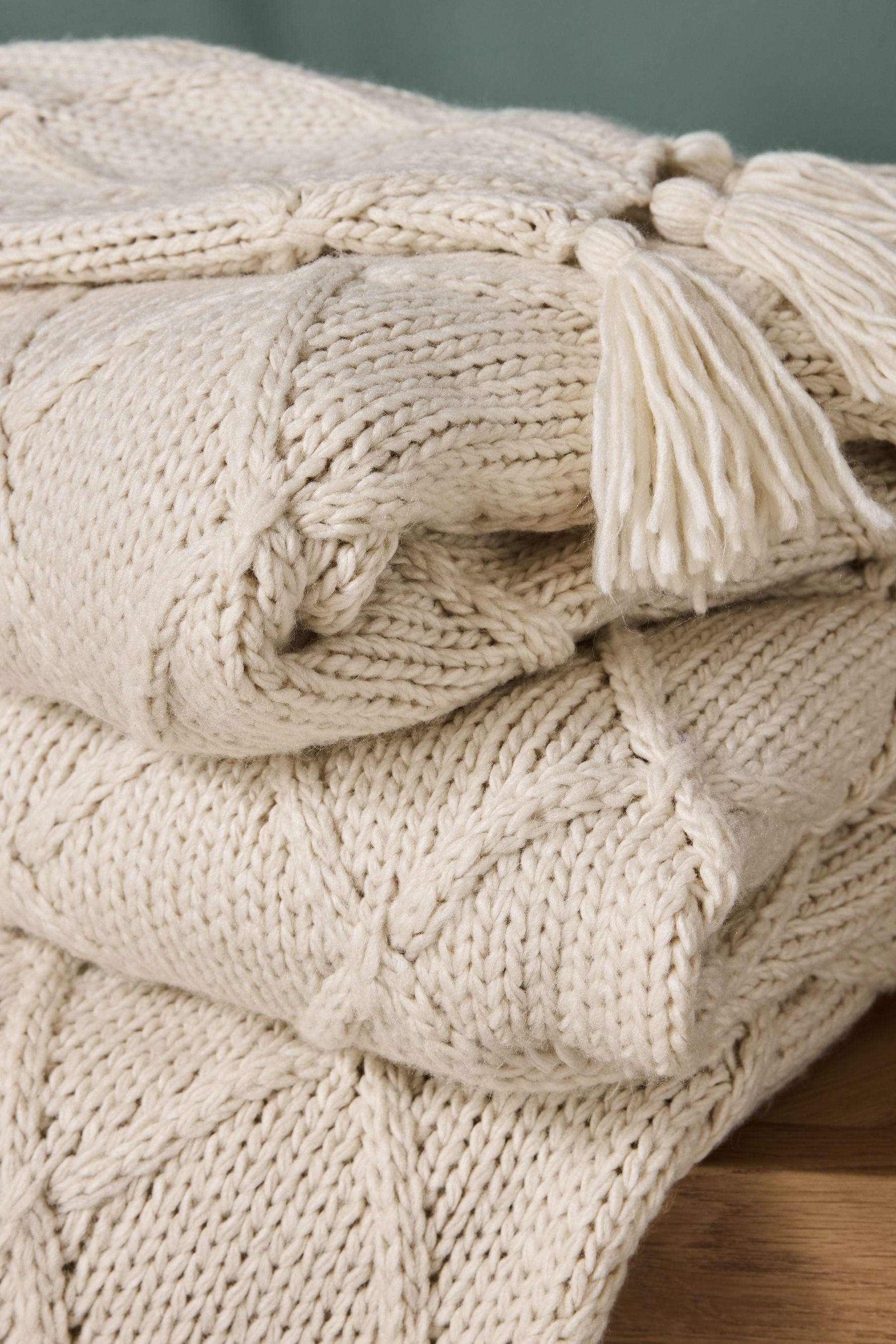 Buy Light Natural Chunky Cable Knit Throw from the Next UK online shop