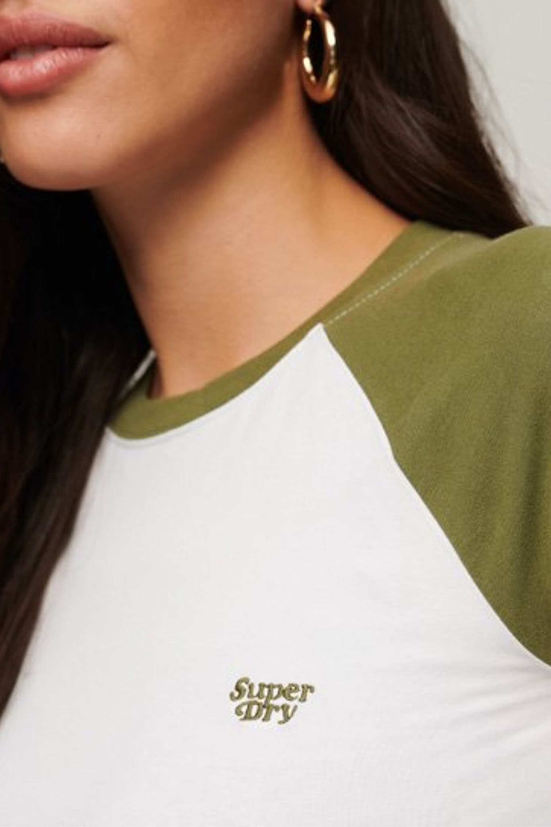 SUPERDRY Green Crop Baseball Top - Image 6 of 6