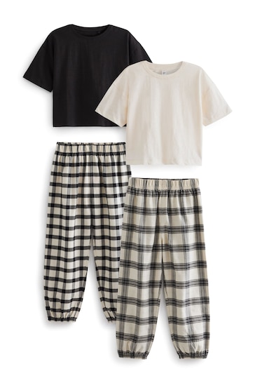 Black/White Cotton Woven Check Pyjamas 2 Pack (3-16yrs)