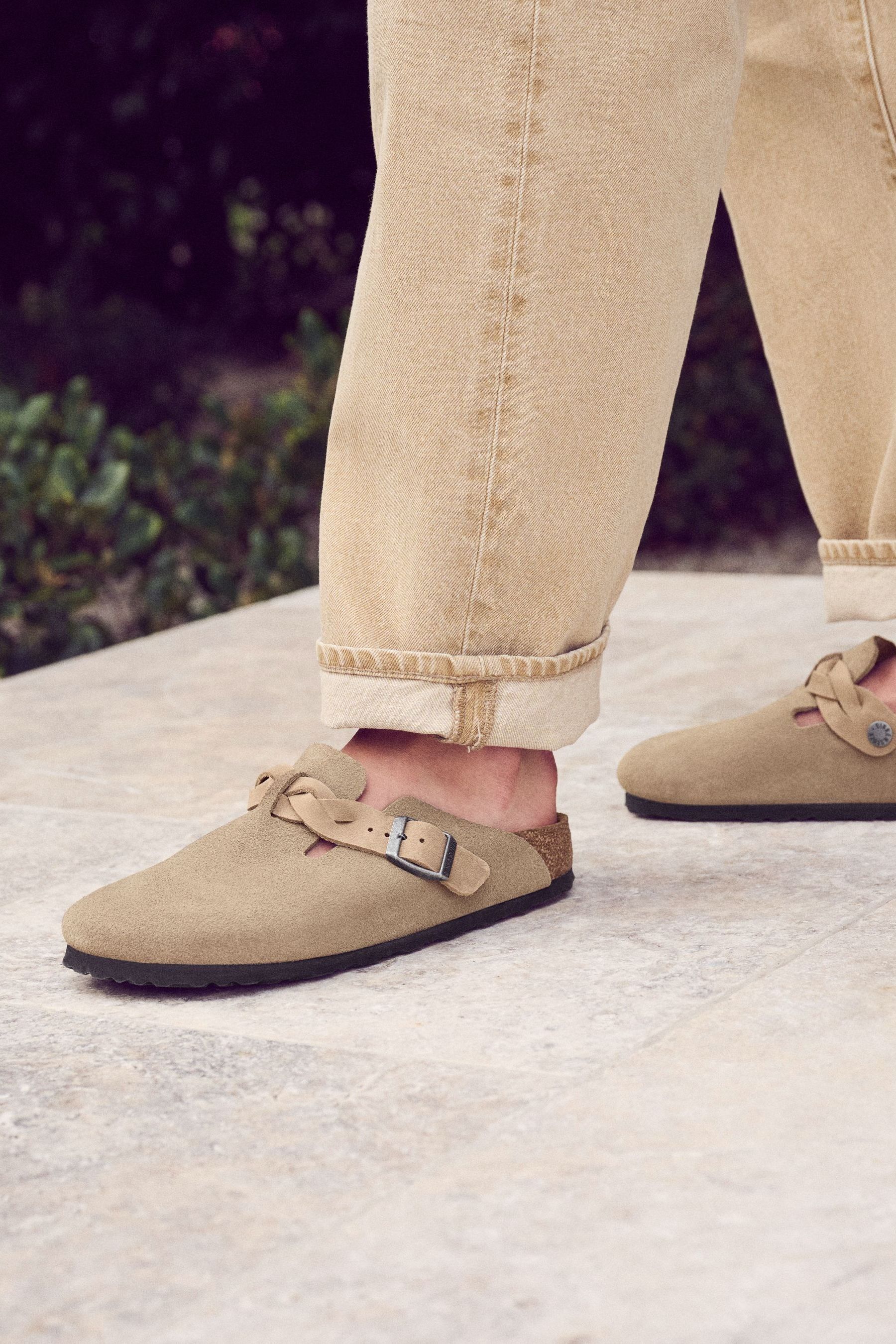 Buy Birkenstock Taupe Boston Suede Braided Clogs from Next Luxembourg