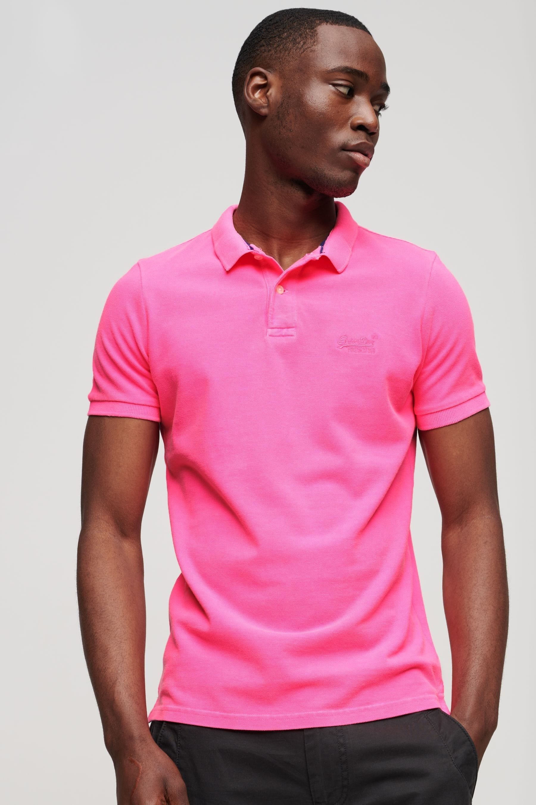 Pink superdry polo shirt top