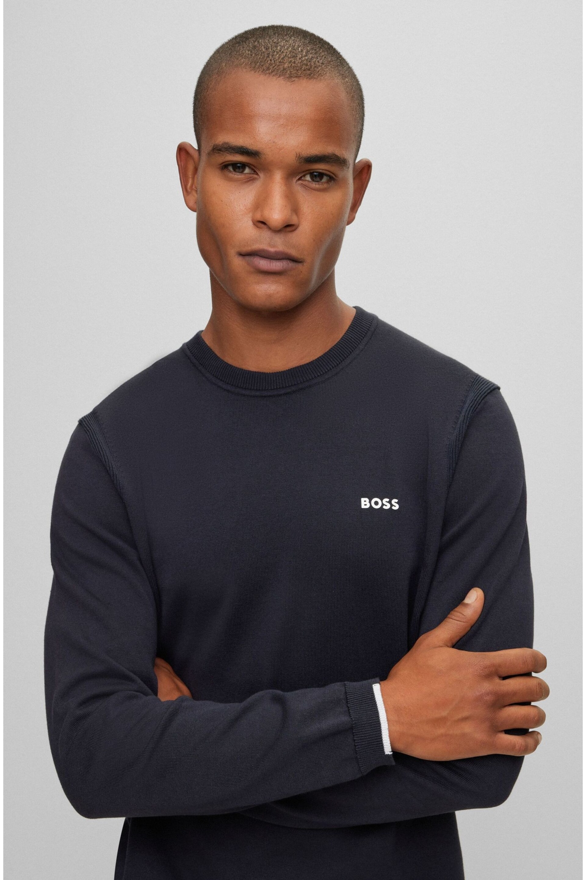 BOSS Blue Mix & Match Tracksuit Crew Neck Sweatshirt - Image 4 of 5