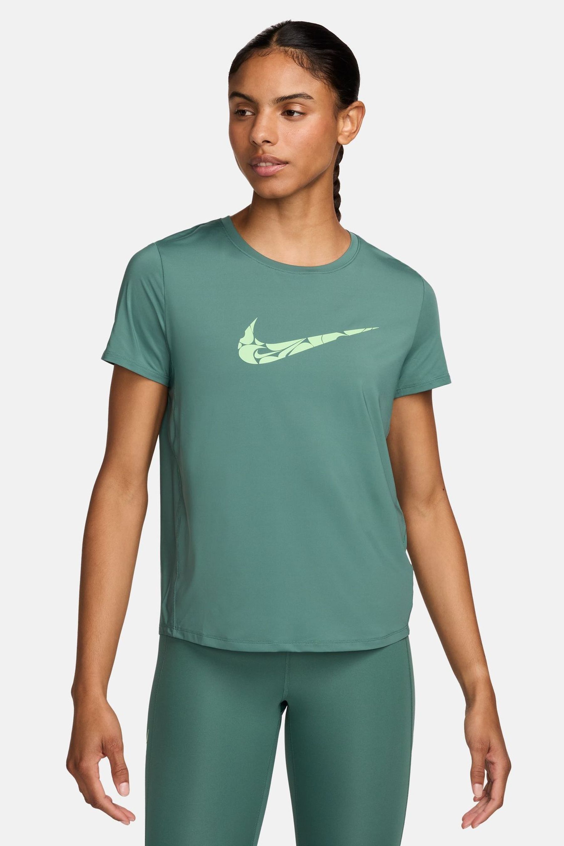 Buy Nike Green Dri FIT One Swoosh Short Sleeve Running Top from Next Luxembourg