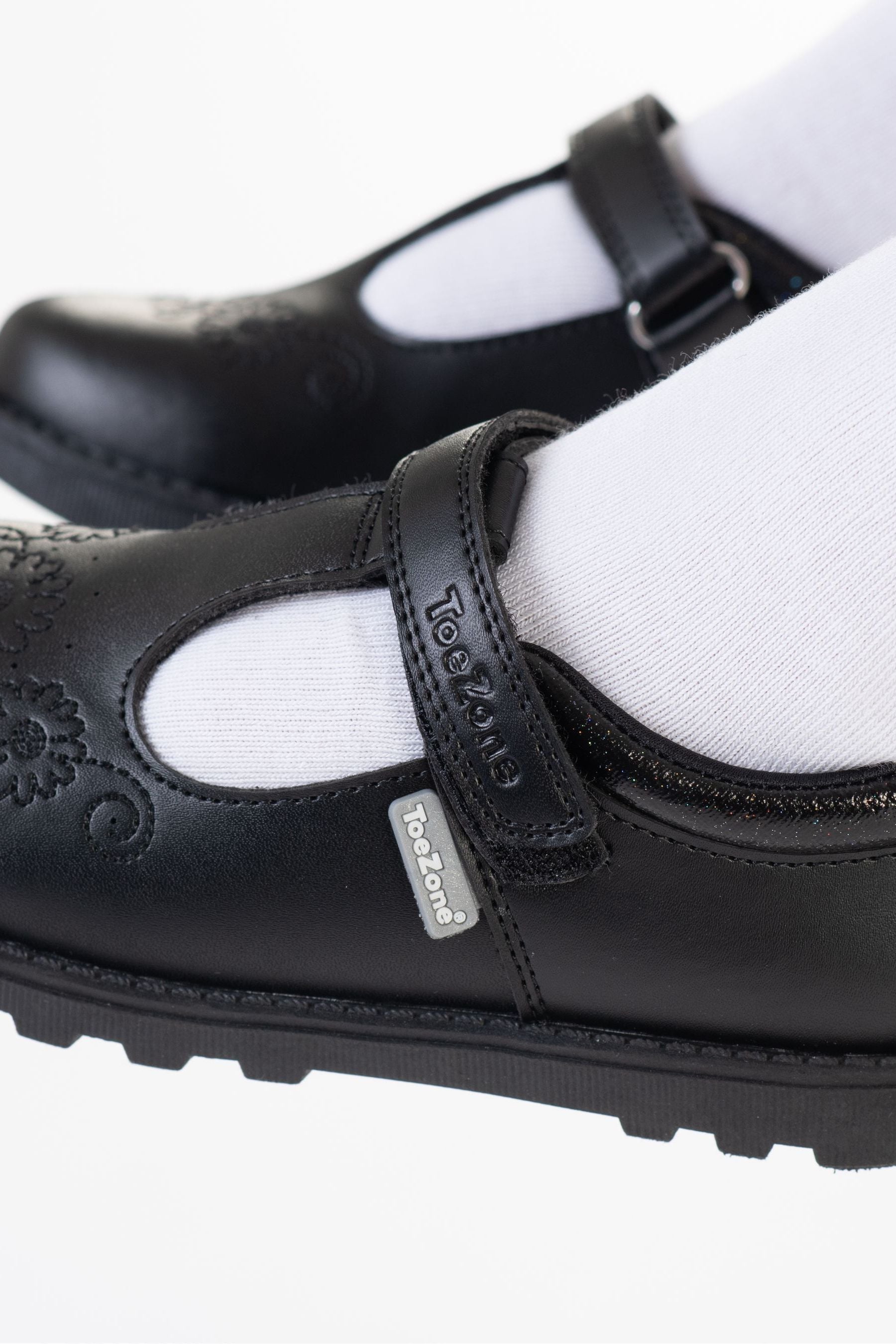 Buy Toezone Lulu Vegan Flower Detail T Bar Rip Tape Fastening With Printed Unicorn Insocks Black Shoes from Next Iceland