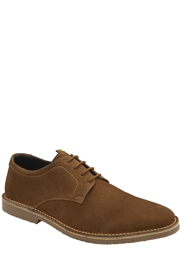 Frank Wright Brown Light Mens Suede Lace-Up Desert Boots