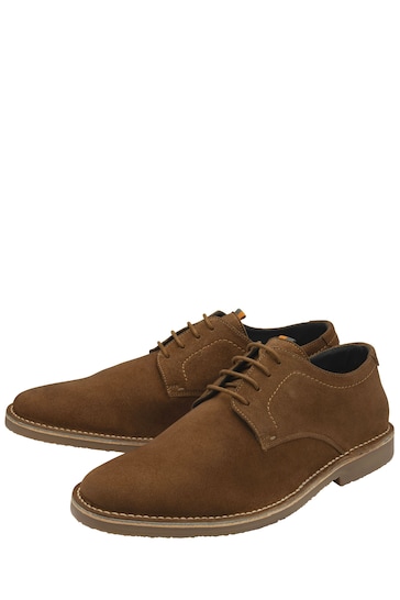 Frank Wright Brown Mens Suede Lace-Up Desert Shoes