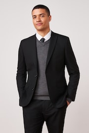 Black Slim Fit Two Button Suit Jacket - Image 1 of 11
