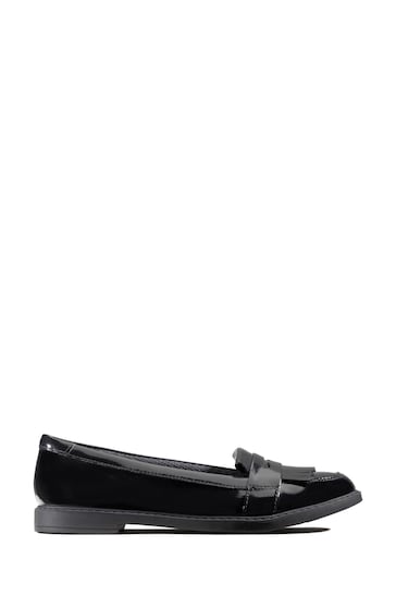 Clarks Black Multi Fit Patent Scala Bright Youth Shoes