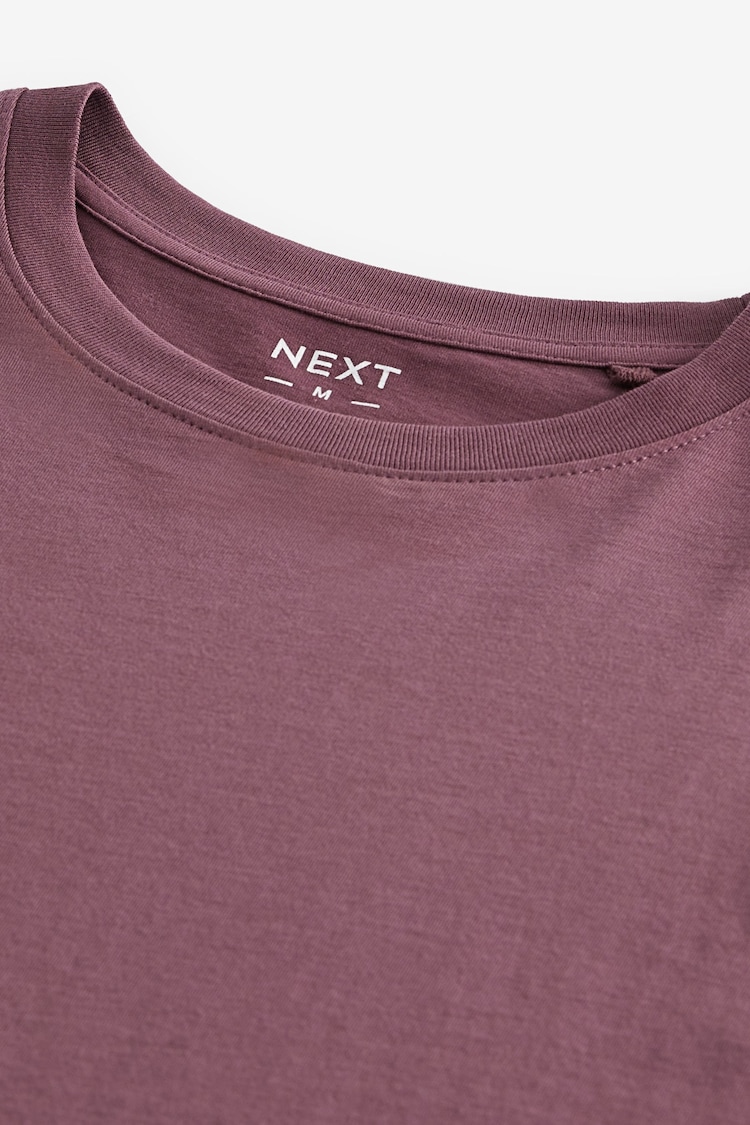 Purple Regular Fit Essential 100% Cotton Crew Neck T-Shirt - Image 5 of 5