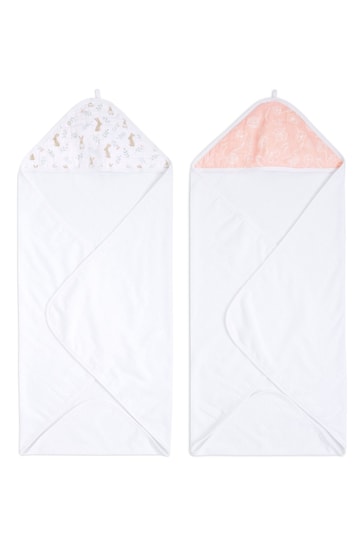 aden+anais Pink Essentials Hooded Blushing Bunnies Towel 2 Pack