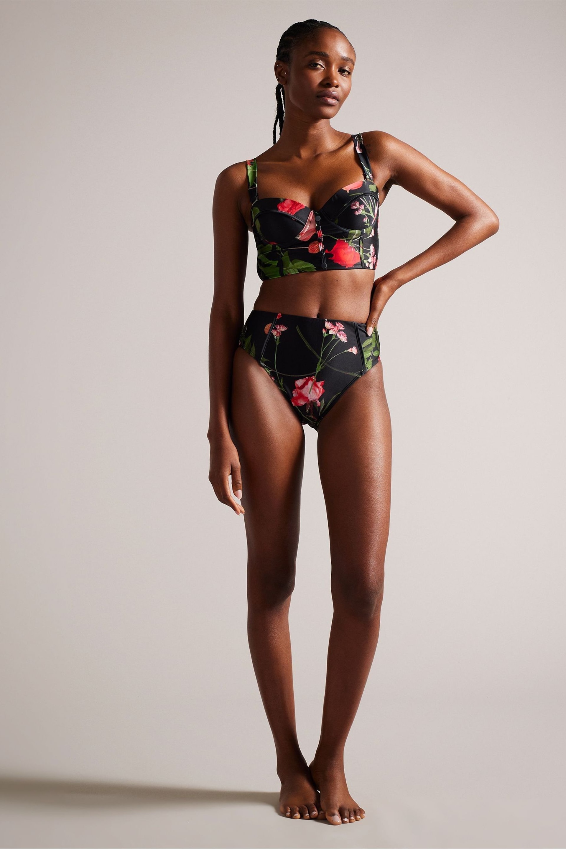 Ted Baker Black Printed Loesiy High Waisted Bikini - Image 3 of 5