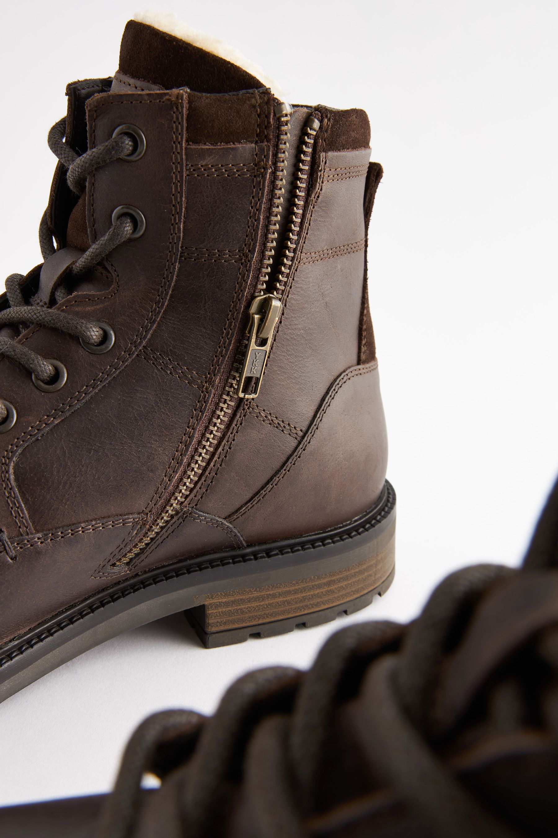 Brown Leather Warm Lined Boots