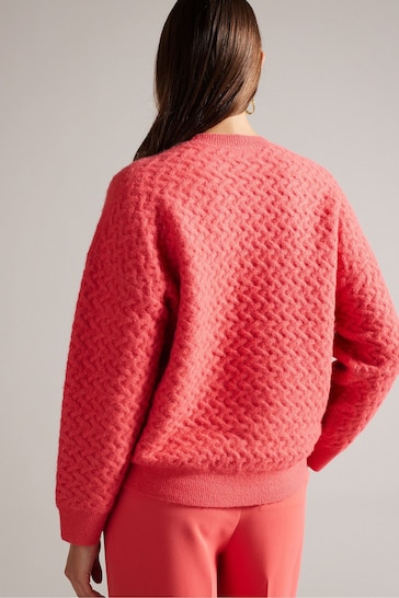 Ted Baker Pink Easy Fit Morlea Horizontal Cable Sweater