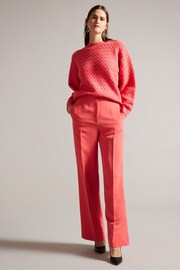 Ted Baker Pink Easy Fit Morlea Horizontal Cable Sweater - Image 3 of 6