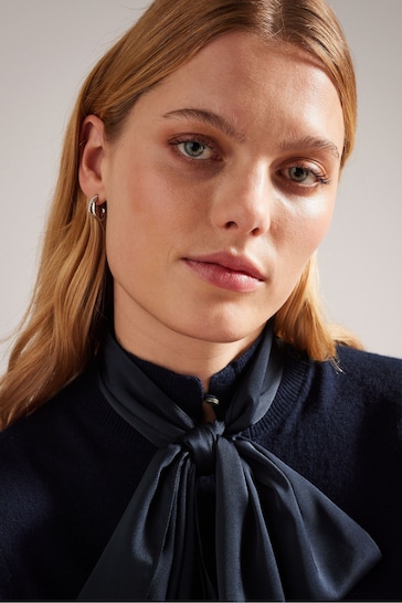 Ted Baker Blue Maralou Sweater With Tie Bow Detail At Neck