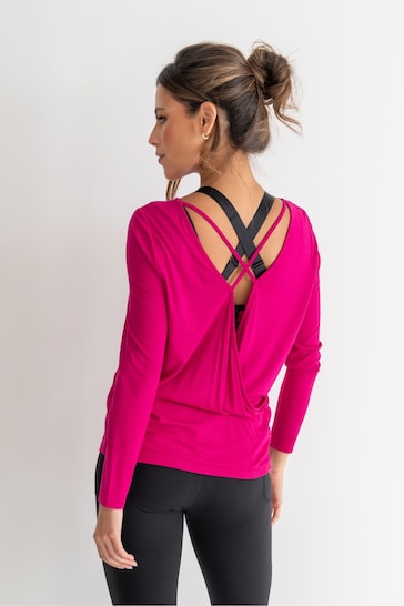 Pour Moi Pink Cross Back Jersey Yoga Top