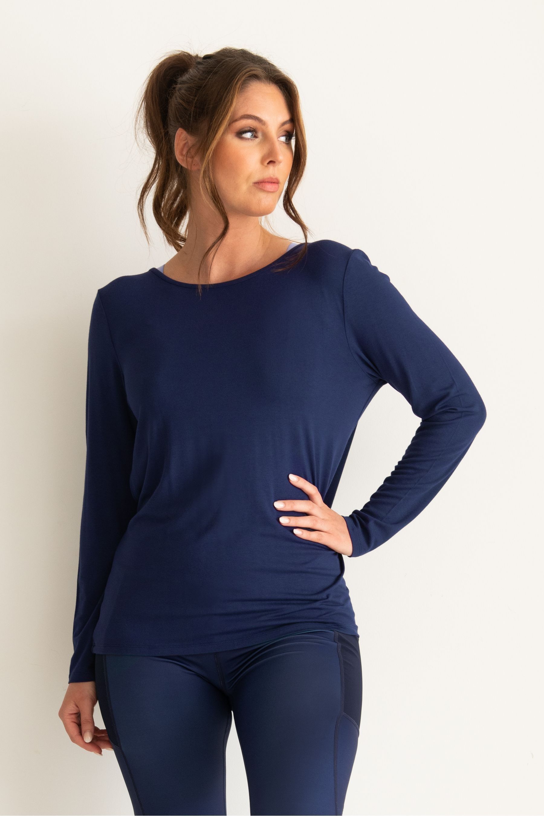 Navy blue yoga top top