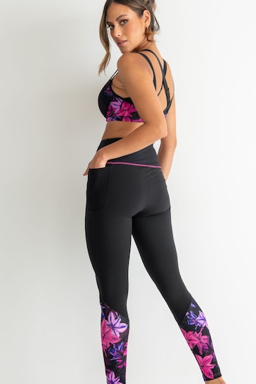Pour Moi Black & Purple Energy Full Length Sports Leggings