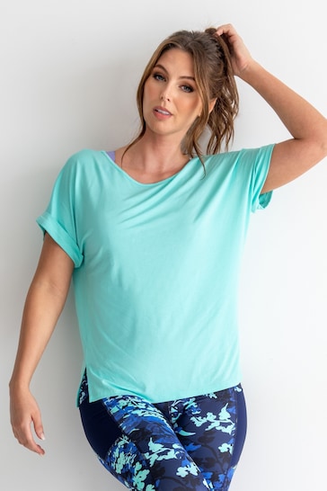 Pour Moi Blue Energy Cross Short Sleeve Yoga T-Shirt