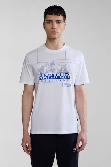 Napapijri Frame Graphic Logo White Short Sleeve T-Shirt