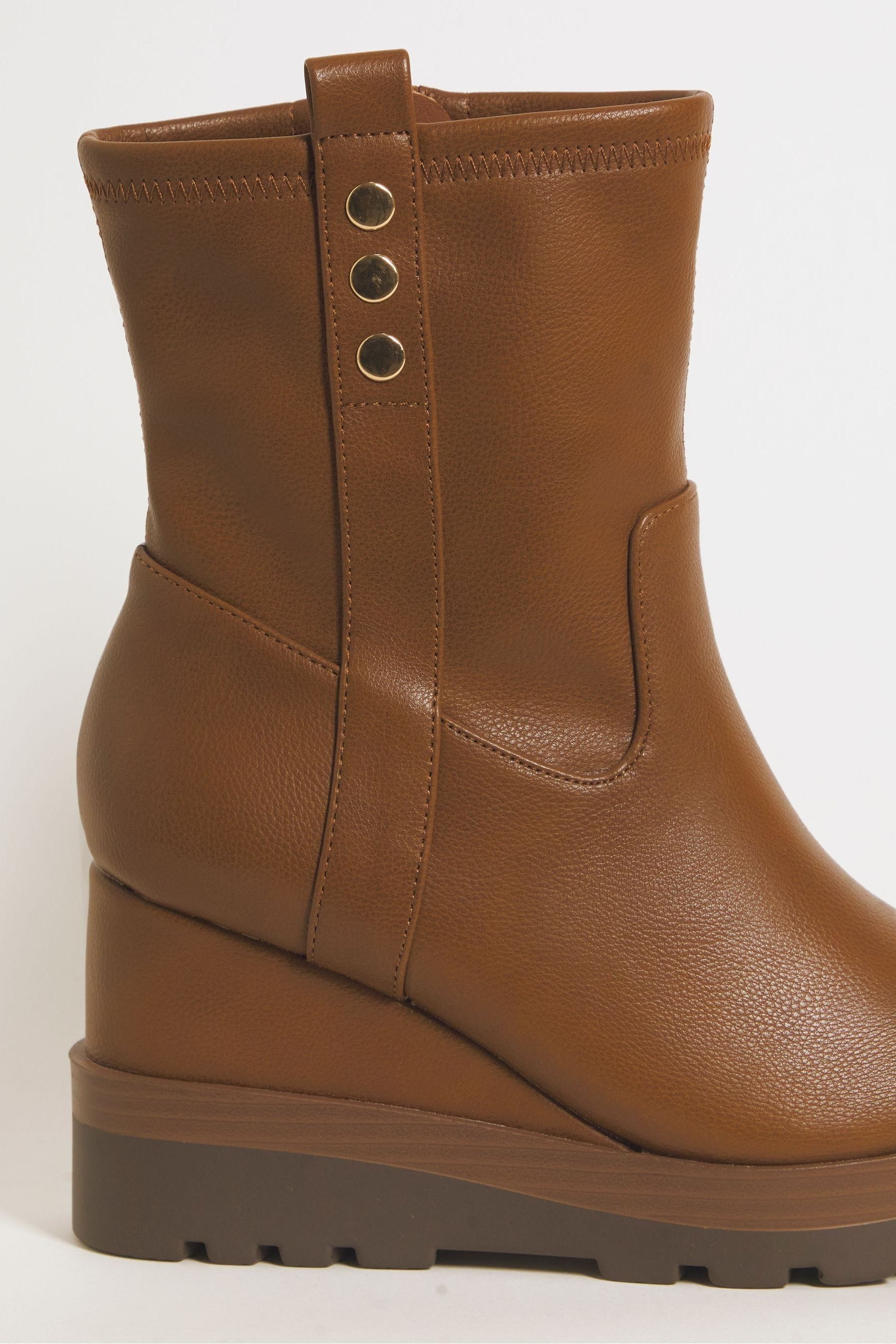 Brown wedge ankle top boots uk