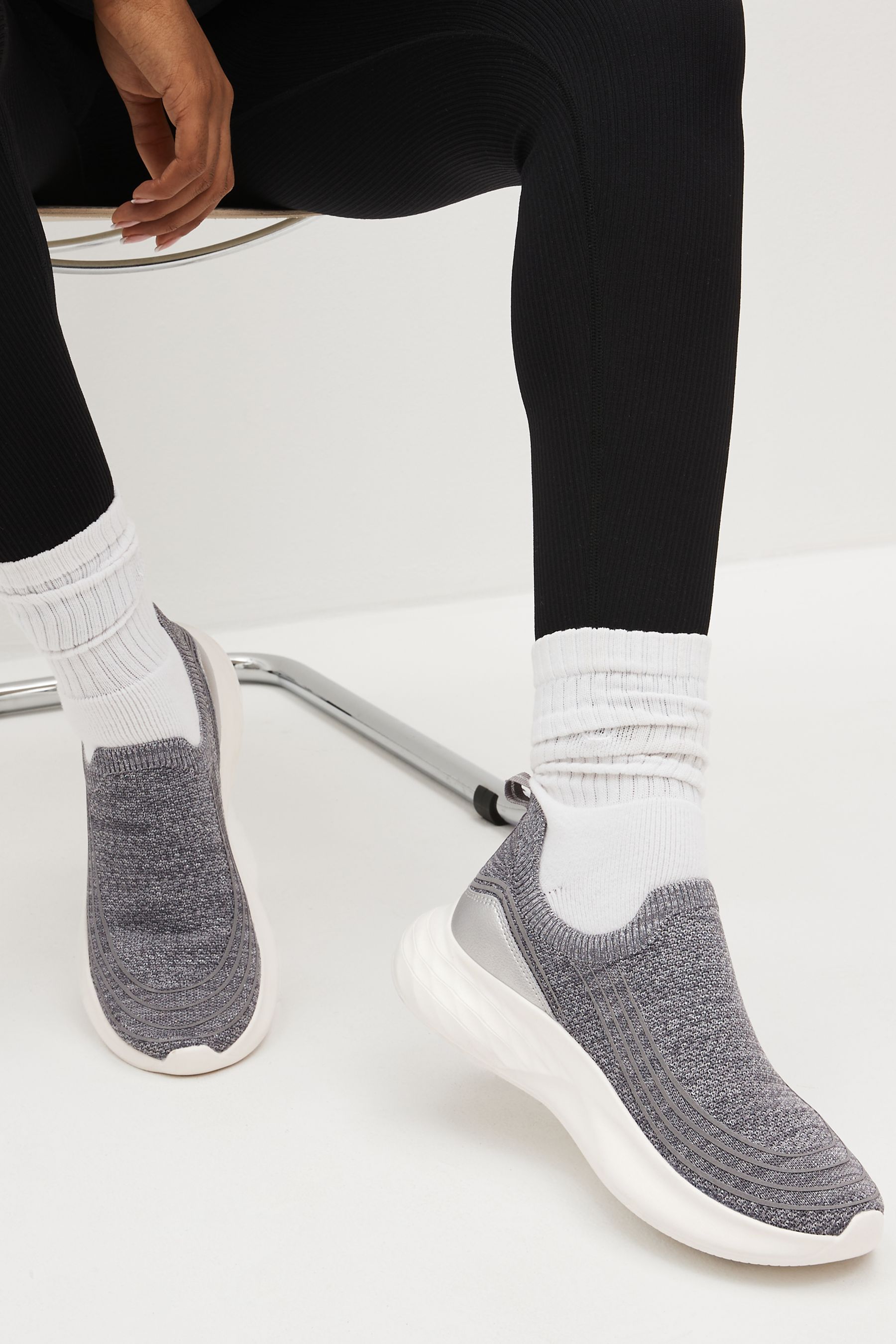 Grey knit trainers on sale